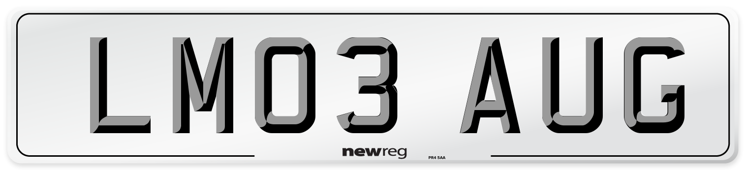 LM03 AUG Number Plate from New Reg